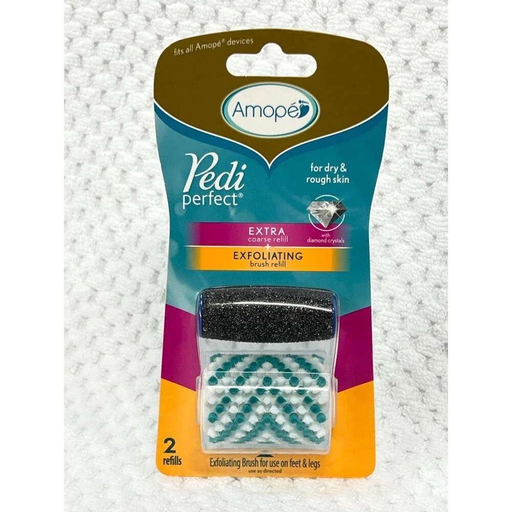 6x Amope Pedi Perfect Extra Coarse Refills 12 Exfoliating Heads Foot Scrub Feet